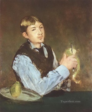 Édouard Manet Painting - Un joven pelando una pera Eduard Manet
